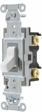 Toggle Switch 15A 120/277V AC Single Pole Back & Side Wired White