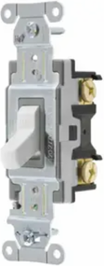 Double Toggle Switch 15A 120/277V AC, Dual Pole, Back & Side Wired, White