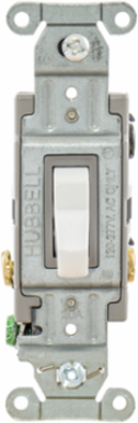 Commercial Grade Three Way Toggle Switch 20A 120/277V AC, Back and Side Wired, White, 4.18 x 1.49 x 1.83 Inch