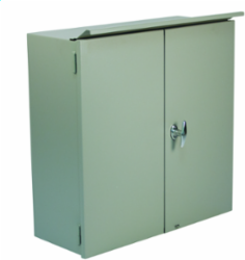 36 Inch x 36 Inch x 12 Inch NEMA 3R Double Door Enclosure, Carbon Steel, Gray