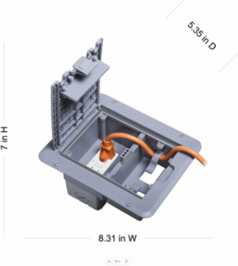 Outdoor Comforts Weatherproof Deck Outlet Cover & GFCI Kit, Gray, 7.125 Inch Width