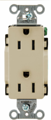 Ivory Decorator Duplex Receptacle, 15A 125V, NEMA 5-15R