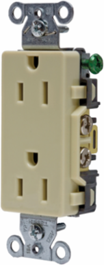 Ivory Decorator Duplex Receptacle, 15A 125V, NEMA 5-15R