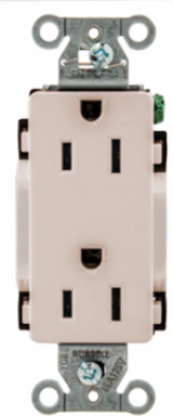Commercial Duplex Receptacle, 15A 125V, Light Almond, 3-Wire