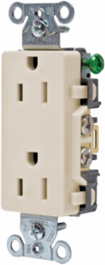 Commercial Duplex Receptacle, 15A 125V, Light Almond, 3-Wire
