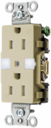 Tamper Resistant Duplex Receptacle 15A 125V with Night Light, Ivory, 3.29 Inch x 1.15 Inch