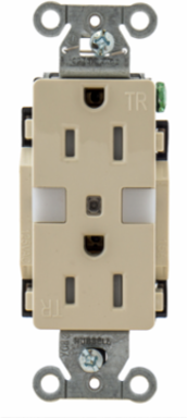 Tamper Resistant Decorator Duplex Receptacle, 15A 125V, Light Almond