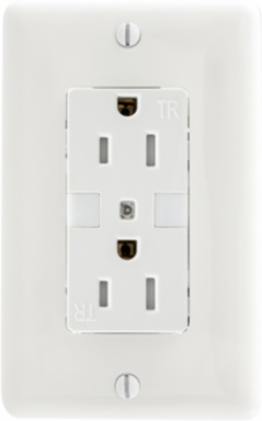 Tamper Resistant Decorator Duplex Receptacle, 15A 125V, 3-Wire Grounding, Night Light