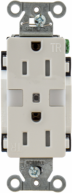 Tamper Resistant Decorator Duplex Receptacle, 15A 125V, 3-Wire Grounding, Night Light