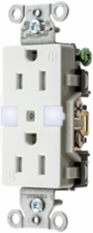 Tamper Resistant Decorator Duplex Receptacle, 15A 125V, 3-Wire Grounding, Night Light