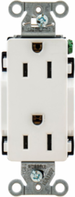 Decorator Duplex Receptacle, 15A 125V, 2-Pole 3-Wire, White