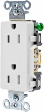 Decorator Duplex Receptacle, 15A 125V, 2-Pole 3-Wire, White