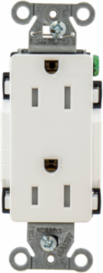 Tamper-Resistant Decorator Duplex Receptacle, 15A 125V, White