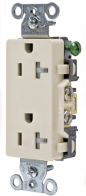 Commercial Grade Tamper-Resistant Duplex Receptacle 20A 125V Light Almond