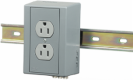 DIN Rail Utility Box with Duplex Receptacle, 15A 125V, Gray, 5.62 x 3.31 x 2.54 Inch