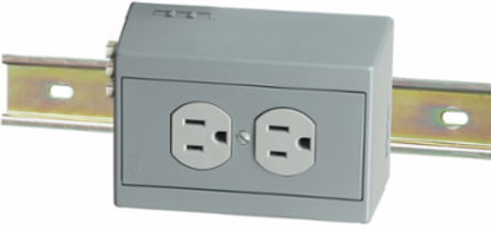 DIN Rail Utility Box, 1 Outlet, 15A, 125V, Gray, Horizontal