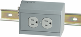 DIN Rail Utility Box, 1 Outlet, 15A, 125V, Gray, Horizontal