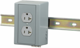 DIN Rail Utility Box with 20A Duplex Receptacle, Gray, 5.62 in x 3.31 in x 2.54 in