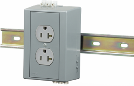 DIN Rail Utility Box with 20A Duplex Receptacle, Gray