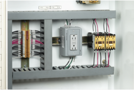 DIN Rail Utility Box, GFCI 15A, 2-Pole, 5.62 in x 3.31 in x 2.54 in, Gray