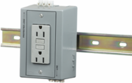 DIN Rail Utility Box, GFCI 15A, 2-Pole, 5.62 in x 3.31 in x 2.54 in, Gray