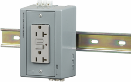 DIN Rail GFCI Utility Box 20A 125V, Gray, 5.62 x 3.31 x 2.54 Inch