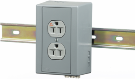 DIN Rail Box 15A 125V 2-Pole 3-Wire Gray 5.62 x 3.31 x 2.54 Inch