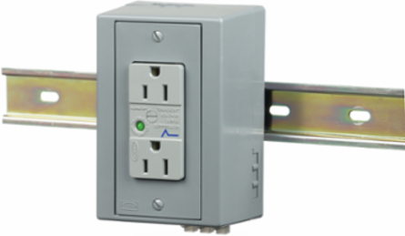 DIN Rail Utility Box, 15A 125V, 2-Pole 3-Wire, Gray, 5.62 Inch x 3.31 Inch x 2.54 Inch
