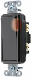 Pilot Light Decorator Switch, 20A 120/277V AC, Single Pole, Black