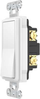 Decorator Switch, Single Pole, 20A 120-277V AC, Back & Side Wired