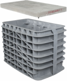 Assembly, HDPE Box, Polymer Concrete Cover, Tier 15, 11"x18"x18", Open Bottom