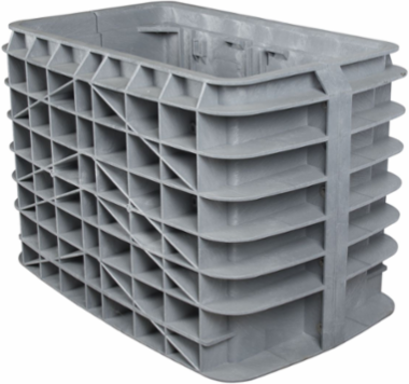 Box, HDPE, Tier 15, 12"x12"x12", Gray
