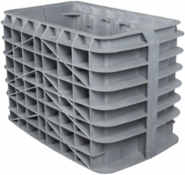Box, HDPE, Tier 15, 12"x12"x12", Gray