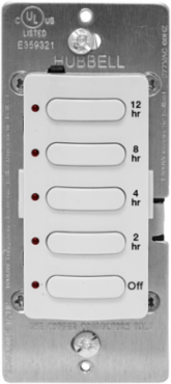 Timer Switch, Single Pole, 8.3A 120/277V AC, 12 Hour Delay, White