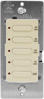 Timer Switch, 60 Minute Delay, 8.3A 120/277V AC, Ivory, Compact Design