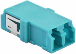 Fiber Optic Adapters LC Duplex Snap-In with Zircon Sleeves, Aqua, 6 Pack