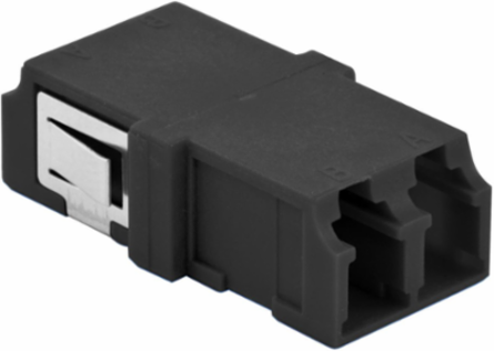 Fiber Optic Adapters LC Duplex Snap-In Mounting Black 6 Pack