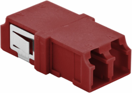 LC Duplex Fiber Optic Adapters, Red, Zirconia, Snap In, 6 Pack