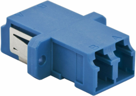 LC Duplex Fiber Optic Adapters, Zircon Sleeves, Blue, 6 Pack