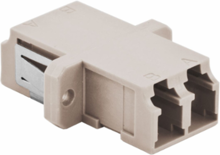 LC Duplex Fiber Optic Adapters, Zircon Sleeves, Beige, 6-Pack