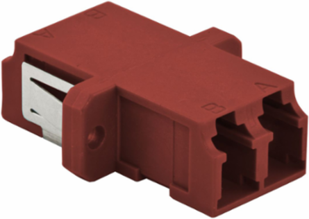 Fiber Optic Adapters LC Duplex 125 Micron Zircon Sleeves Red 6-Pack
