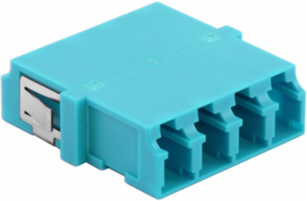 Fiber Optic Adapters LC Quad Snap In Mounting Aqua 6-Pack