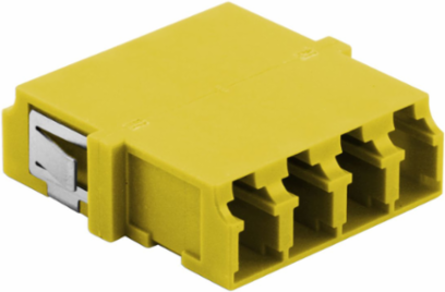 Fiber Optic Adapters LC Quad, 125 Micron, Snap In, Yellow, 6 Pack