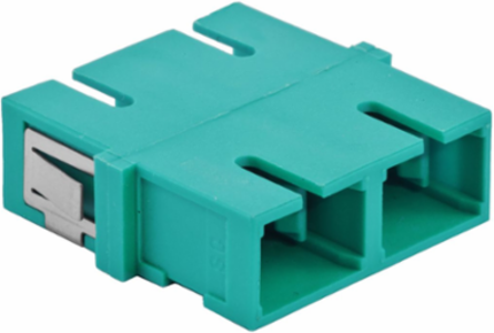 Fiber Optic Adapters SC Duplex Aqua Zircon Sleeves 6 Pack