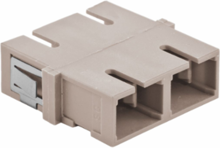 SC Duplex Fiber Optic Adapters with Zircon Sleeves, 125 Micron, Beige, 6 Pack