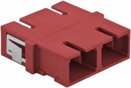 SC Duplex Fiber Optic Adapters with Zircon Sleeves, Red - 6 Pack