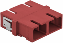 SC Duplex Fiber Optic Adapters with Zircon Sleeves, Red - 6 Pack