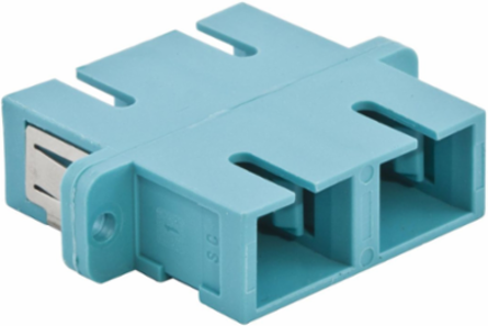 SC Duplex Fiber Optic Adapters, Aqua, Zircon, Screw Mounting, 6-Pack
