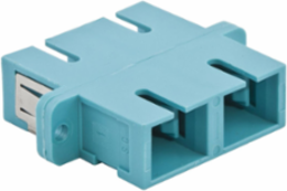 SC Duplex Fiber Optic Adapters, Aqua, Zircon, Screw Mounting, 6-Pack