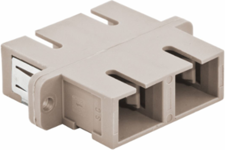 SC Duplex Fiber Optic Adapters with Zircon Sleeves, Beige, 6 Pack